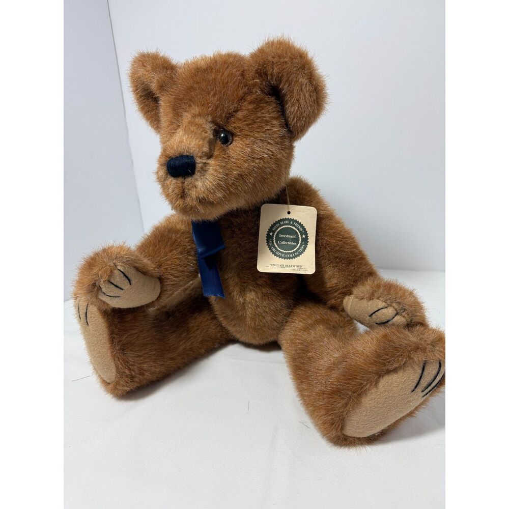 Vintage Sinclair Bearsford Light Brown w/blue ribbon 17" Tags intact
